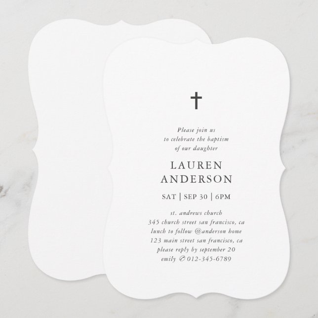 Enkel Modern Elegant Chic Kor-baptism Inbjudningar (Fram/baksida)