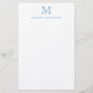 Enkel, modern Elegant, Dusty Blue Monogram - först Brevpapper