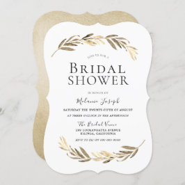 Enkel Modern Elegant Guld Löv Möhippa Inbjudningar