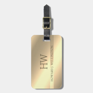 Enkel Modern Elegant Guld Metallic monogram Namn Bagagebricka