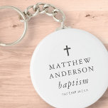 Enkel modern Elegant Kor Baby-baptism Nyckelring<br><div class="desc">Design består av enkel typografi med sans serif- och serif-teckensnitt.</div>