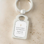 Enkel modern Elegant Kor Baby-baptism Rektangulärt Silverfärgad Nyckelring<br><div class="desc">Design består av enkel typografi med sans serif- och serif-teckensnitt.</div>