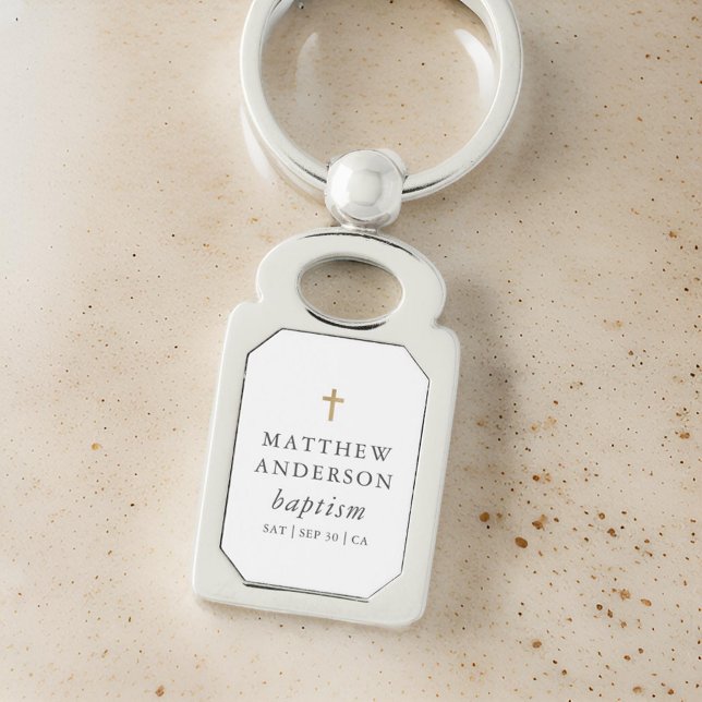 Enkel modern Elegant Kor Baby-baptism Rektangulärt Silverfärgad Nyckelring (Skapare uppladdad)