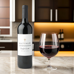 Enkel modern Elegant Kor Baby-baptism Vinflaska Etikett