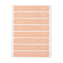 Enkel modern Elegant Peach Bröllop Etikettband