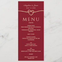 Enkel Modern Elegant Red och Guld Heart Bröllop