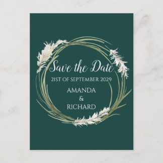 Enkel Modern Elegant Smaragdgrön Save the Date Vykort