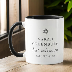 Enkel Modern Elegant Star av David Bat mitzvah Mugg