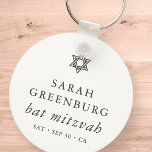 Enkel Modern Elegant Star av David Bat mitzvah Nyckelring<br><div class="desc">Design består av sans serif-typografi och lekfull kursiv skripttypografi på en enkel bakgrund. Finns här: http://www.zazzle.com/store/selectpartysupplies</div>
