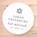 Enkel Modern Elegant Star av David Bat mitzvah Runt Klistermärke<br><div class="desc">Design består av sans serif-typografi och lekfull kursiv skripttypografi på en enkel bakgrund. Finns här: http://www.zazzle.com/store/selectpartysupplies</div>