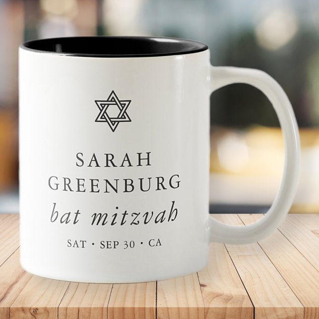 Enkel Modern Elegant Star av David Bat mitzvah Två-Tonad Mugg (Skapare uppladdad)