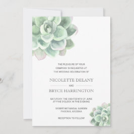 Enkel modern Elegant Succulent Bröllop Inbjudningar