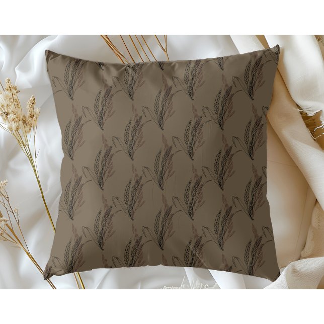 Enkel Modern Elegant Vete Mönster Brun Kudde (Skapare uppladdad)