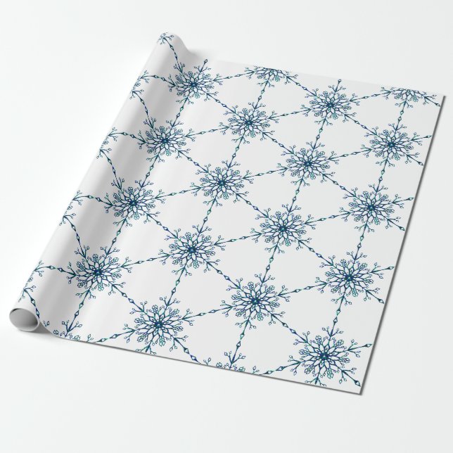Enkel modern elegant vinter snöflinga jul presentpapper (Utrullad)
