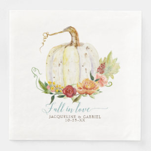 Enkel Modern Elegant Vit Pumpa Blommig Pappersservett