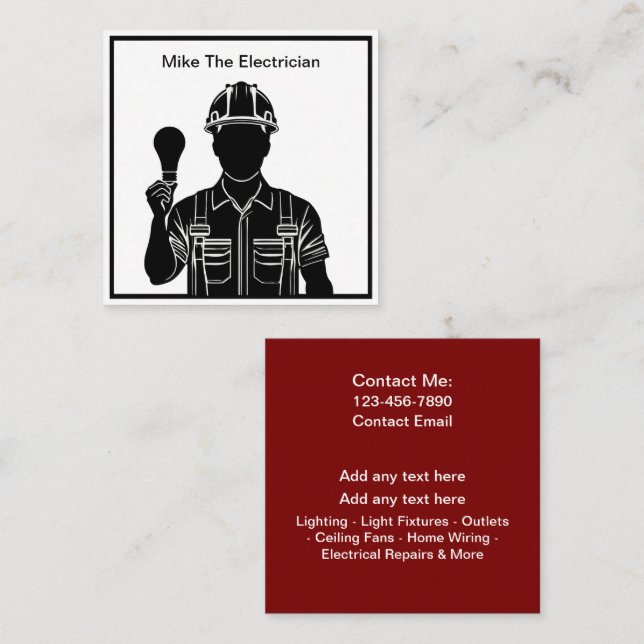 Enkel modern elektrisk Affärskort-design Fyrkantigt Visitkort (Fram/baksida)