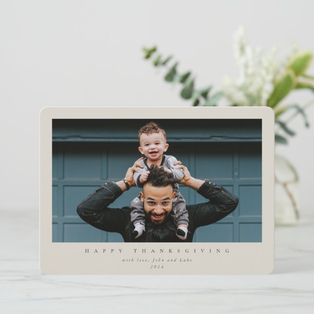 Enkel Modern Enkel Foto Glad Thanksgiving Julkort (Stående Fram)