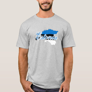 Enkel modern Estlands nationella Flagga Souvenir i T Shirt