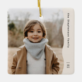 Enkel modern ett foto vågigt kant neutralt helgdag julgransprydnad keramik