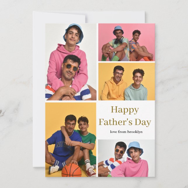 Enkel modern fadersdagsfoto familjekollage julkort (Framsida)