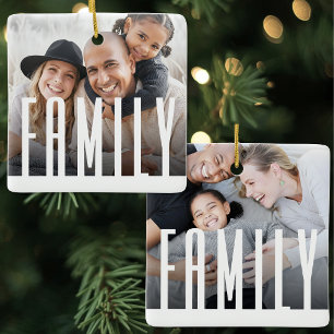 Enkel Modern Familj 2 Foto Julgransprydnad Keramik