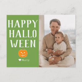 Enkel Modern Familj Glad Halloween Foto Namn Helg Vykort