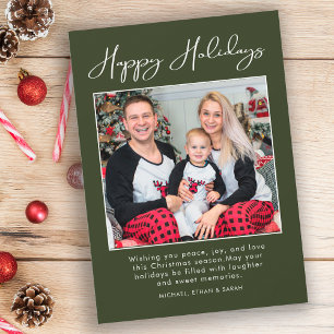 Enkel Modern Familjefoto Glad Julkort
