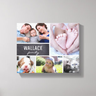 Enkel Modern Familjefotocollage Canvastryck