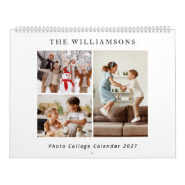 Enkel Modern Familjefotokollage Svart Vitt Kalender