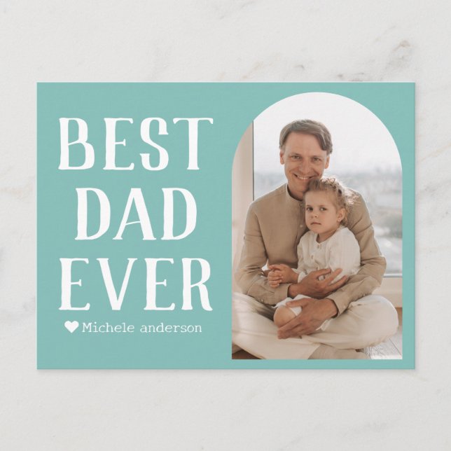 Enkel Modern Family Fars dag Photo Namn Helg Vykort (Framsida)