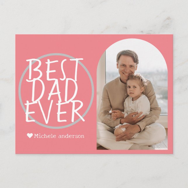 Enkel Modern Family Fars dag Photo Namn Helg Vykort (Framsida)