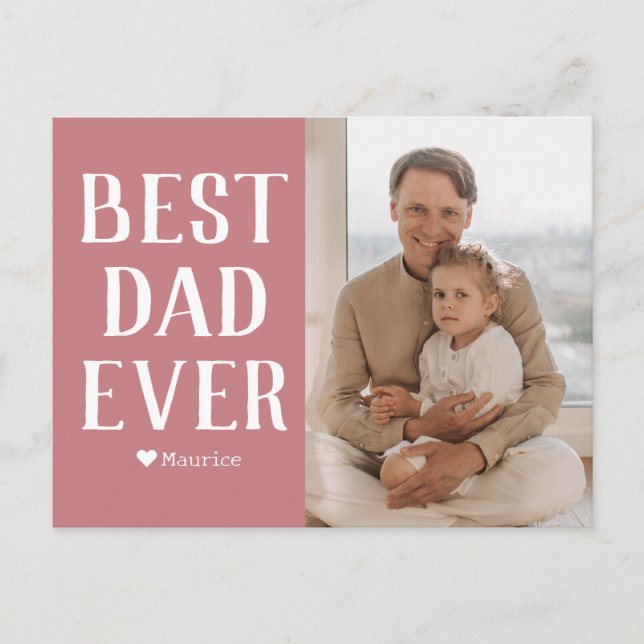 Enkel Modern Family Fars dag Photo Namn Helg Vykort (Framsida)