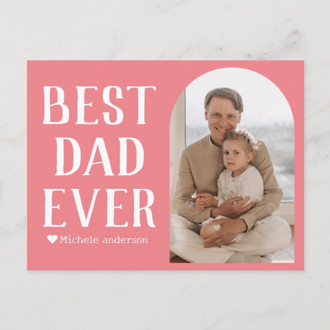 Enkel Modern Family Fars dag Photo Namn Helg Vykort (Framsida)