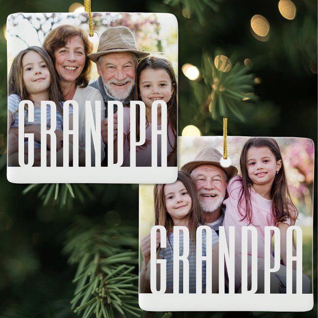 Enkel Modern Farfar Foto Julgransprydnad Keramik (Simple Modern Grandpa Photo Ceramic Ornament )