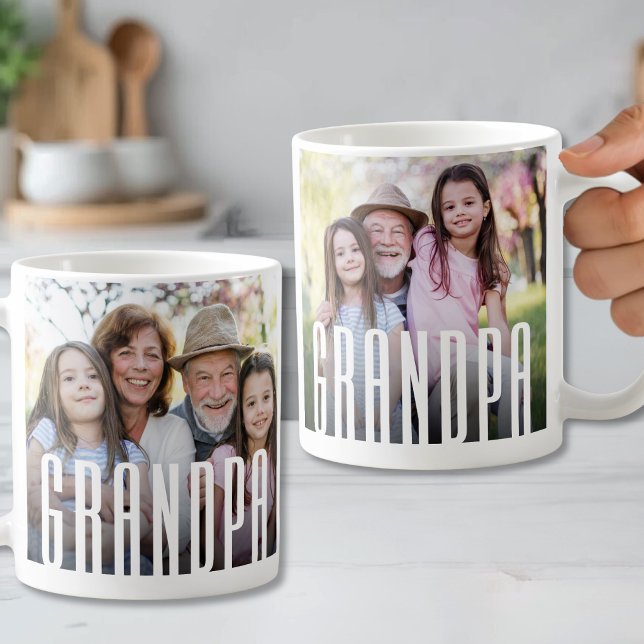 Enkel Modern Farfar Foto Kaffemugg (Simple Modern Grandpa Photo Coffee Mug )