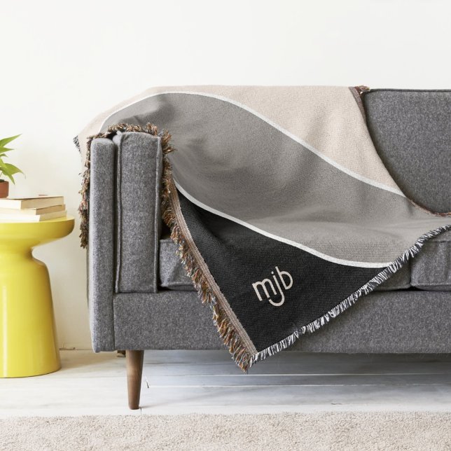 Enkel Modern Färg Block Rand med Monogram Filt (Skapare uppladdad)