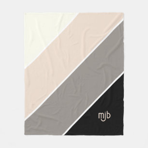 Enkel Modern Färg Block Rand med Monogram Fleecefilt