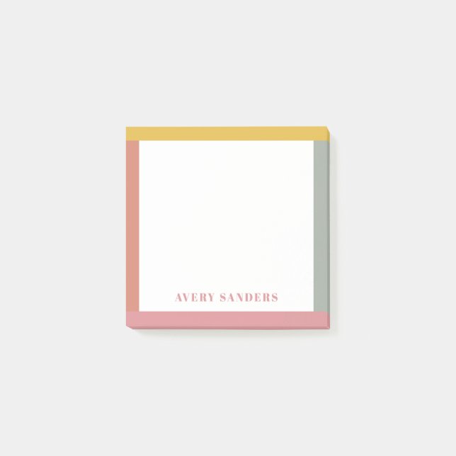Enkel Modern Färgrik Kant Namn Post-it Block (Framsida)