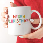 Enkel modern färgstark God jul Två-Tonad Mugg<br><div class="desc">En färgfull,  roligt och julafton mugg. Så roligt för helgdagarna!</div>