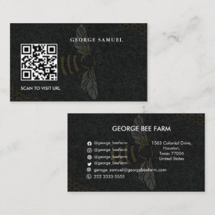 Enkel Modern Farm Namn   QR-kod   Bee Farm Honung Visitkort