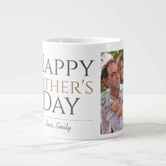 Enkel Modern Fars dag-fotofamilj Jumbo Mugg (Framsidan)