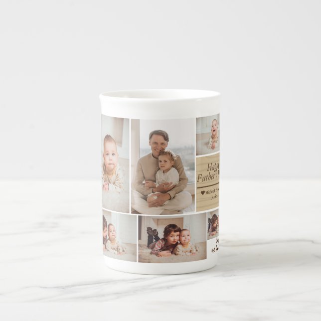 Enkel Modern Fars dag-fotofamiljesamling Bilbil Benporslin Mugg (Framsidan)