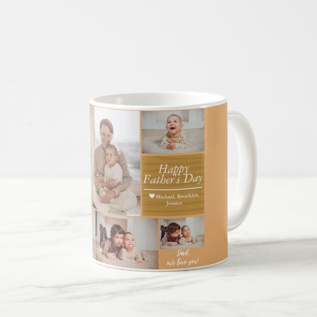 Enkel Modern Fars dag-fotofamiljesamling Bilbil Kaffemugg (Framsida höger)