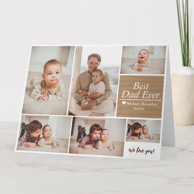 Enkel Modern Fars dag-fotofamiljesamling Bilbil Kort (Framsida)