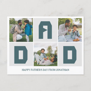 Enkel Modern Fars dag Pappa 3-fotofamilj Helg Vykort