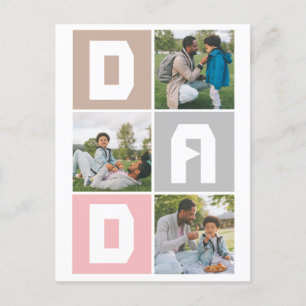 Enkel Modern Fars dag Pappa 3-fotofamilj Helg Vykort
