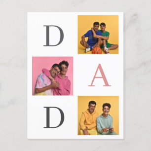 Enkel Modern Fars dag Pappa 3-fotofamilj Holi Helg Vykort