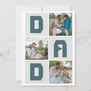 Enkel Modern Fars dag Pappa 3-fotofamilj Julkort