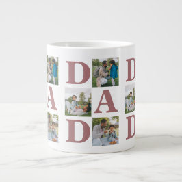 Enkel Modern Fars dag Pappa 3-fotofamilj Jumbo Mugg