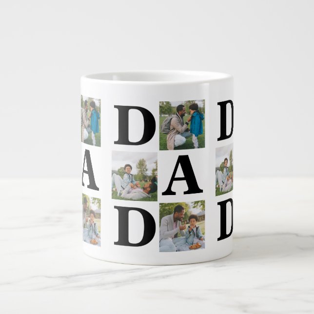 Enkel Modern Fars dag Pappa 3-fotofamilj Jumbo Mugg (Framsidan)